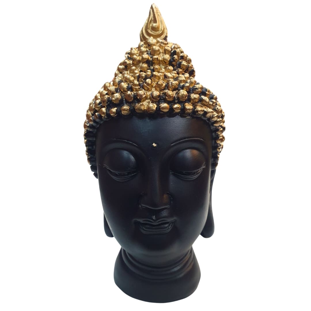 Uphaar Craft Golden Black Hancrafted Buddha Head Polyresin Showpiece for Home Decor Best Gift Item for House Warming/Birthdays Statue for Office and Study Table