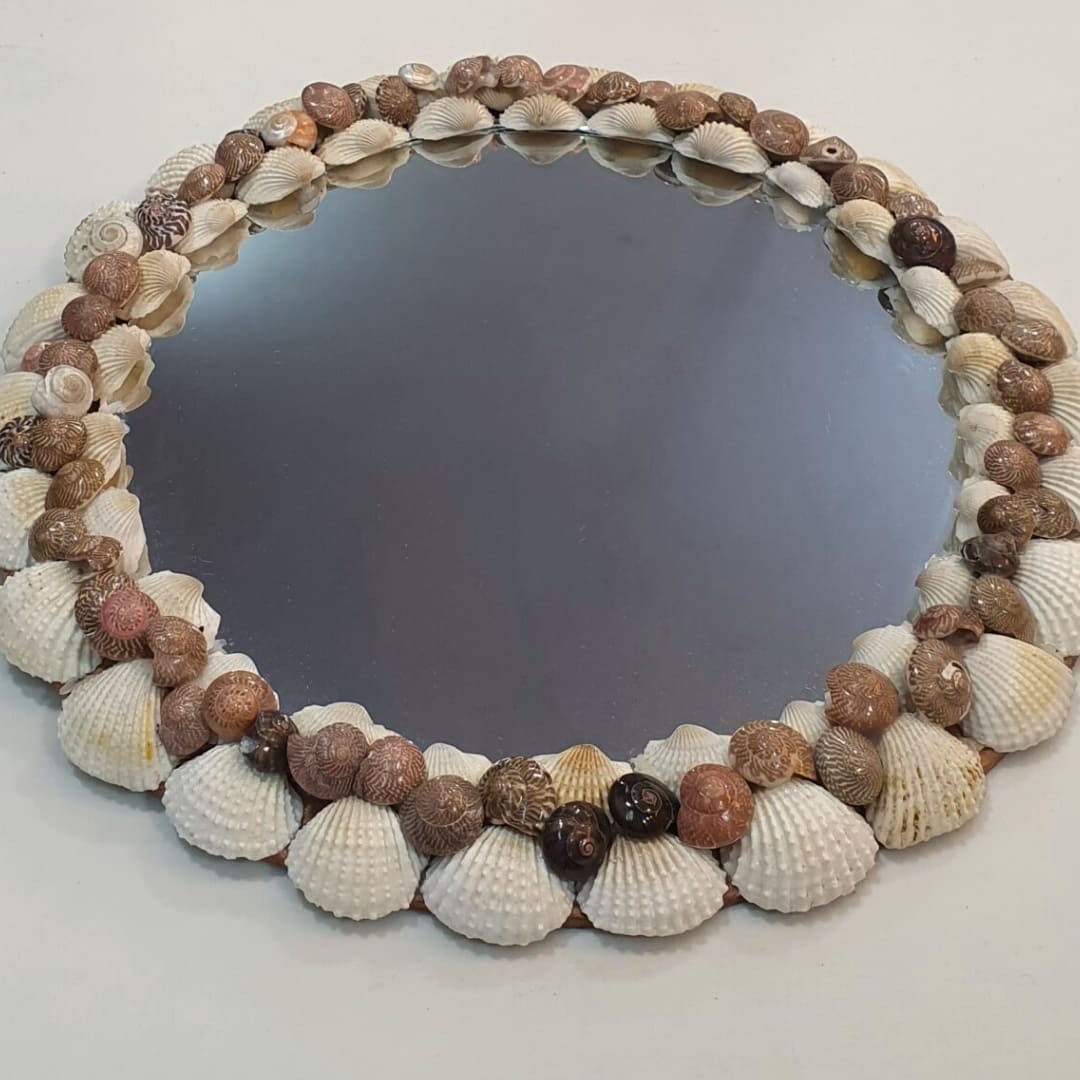 Uphaar Craft Handcrafted Shells Oval Wall Decor Mirror